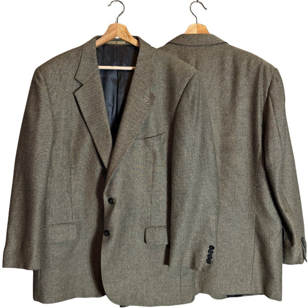 Joseph Abboud Tweed Silk Wool Sport Coat Dinner Jacket Blazer Mens 44R Tan Brown
